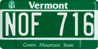 VT license plate NOF716