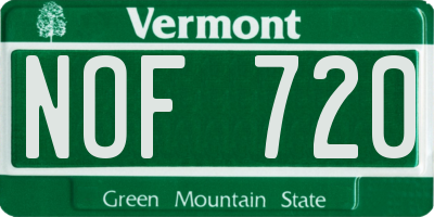 VT license plate NOF720
