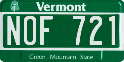 VT license plate NOF721