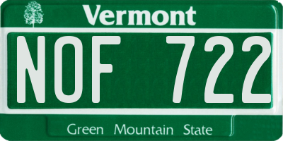 VT license plate NOF722