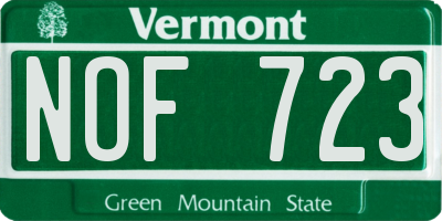 VT license plate NOF723