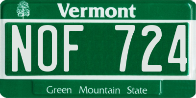 VT license plate NOF724