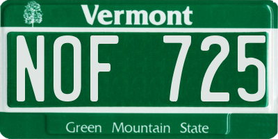 VT license plate NOF725