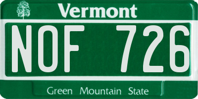 VT license plate NOF726