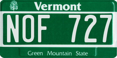 VT license plate NOF727