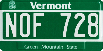 VT license plate NOF728