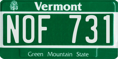 VT license plate NOF731