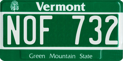 VT license plate NOF732