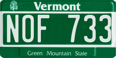 VT license plate NOF733