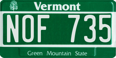 VT license plate NOF735