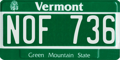 VT license plate NOF736