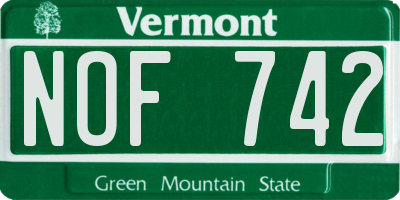 VT license plate NOF742