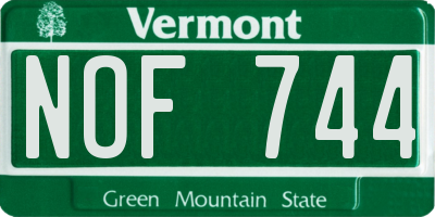 VT license plate NOF744