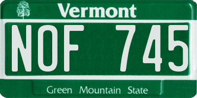VT license plate NOF745