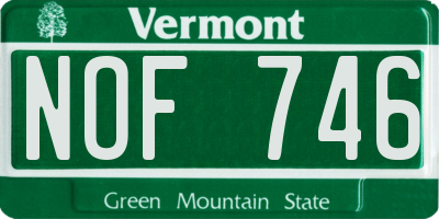 VT license plate NOF746