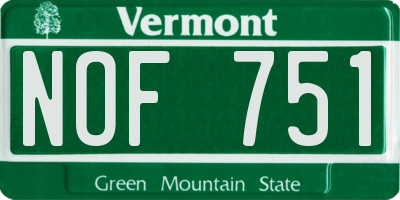 VT license plate NOF751