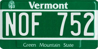 VT license plate NOF752