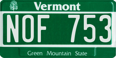 VT license plate NOF753