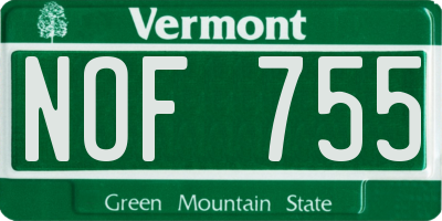 VT license plate NOF755