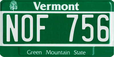 VT license plate NOF756
