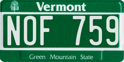 VT license plate NOF759