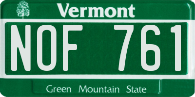 VT license plate NOF761