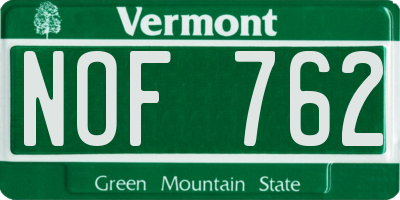 VT license plate NOF762