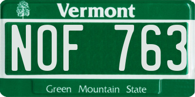 VT license plate NOF763