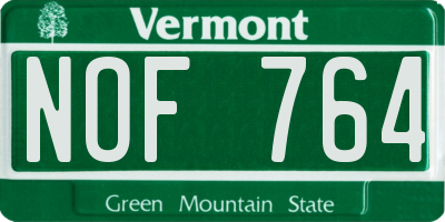 VT license plate NOF764