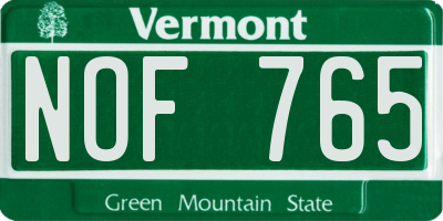 VT license plate NOF765