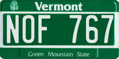 VT license plate NOF767