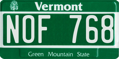 VT license plate NOF768