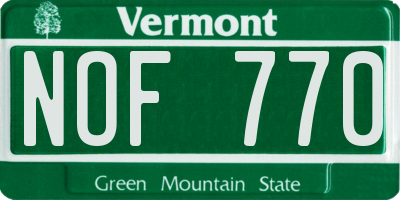 VT license plate NOF770