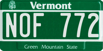 VT license plate NOF772