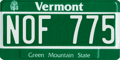 VT license plate NOF775