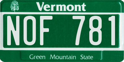 VT license plate NOF781