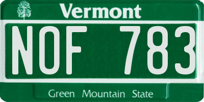 VT license plate NOF783