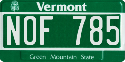 VT license plate NOF785