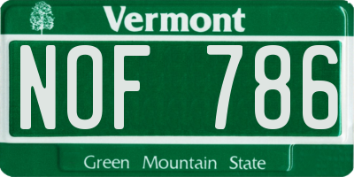 VT license plate NOF786