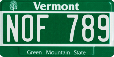 VT license plate NOF789