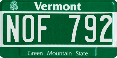 VT license plate NOF792
