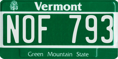 VT license plate NOF793