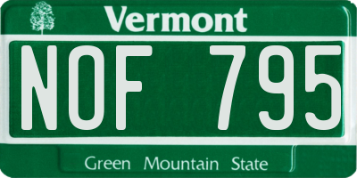 VT license plate NOF795