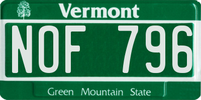 VT license plate NOF796