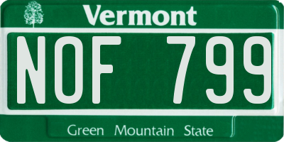 VT license plate NOF799