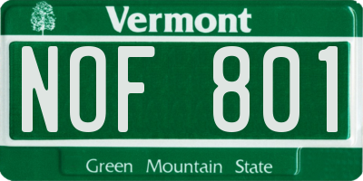 VT license plate NOF801