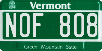 VT license plate NOF808