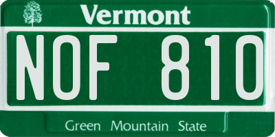VT license plate NOF810