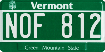 VT license plate NOF812