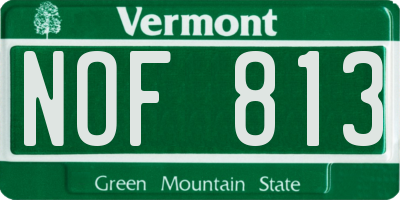 VT license plate NOF813